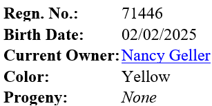 EH Roseanna's registry